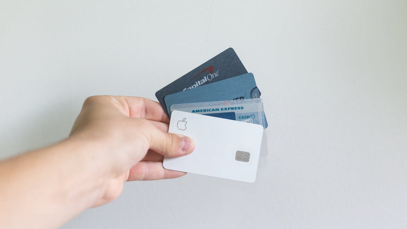 White and blue credit card