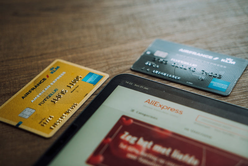 Credit card on a wooden table